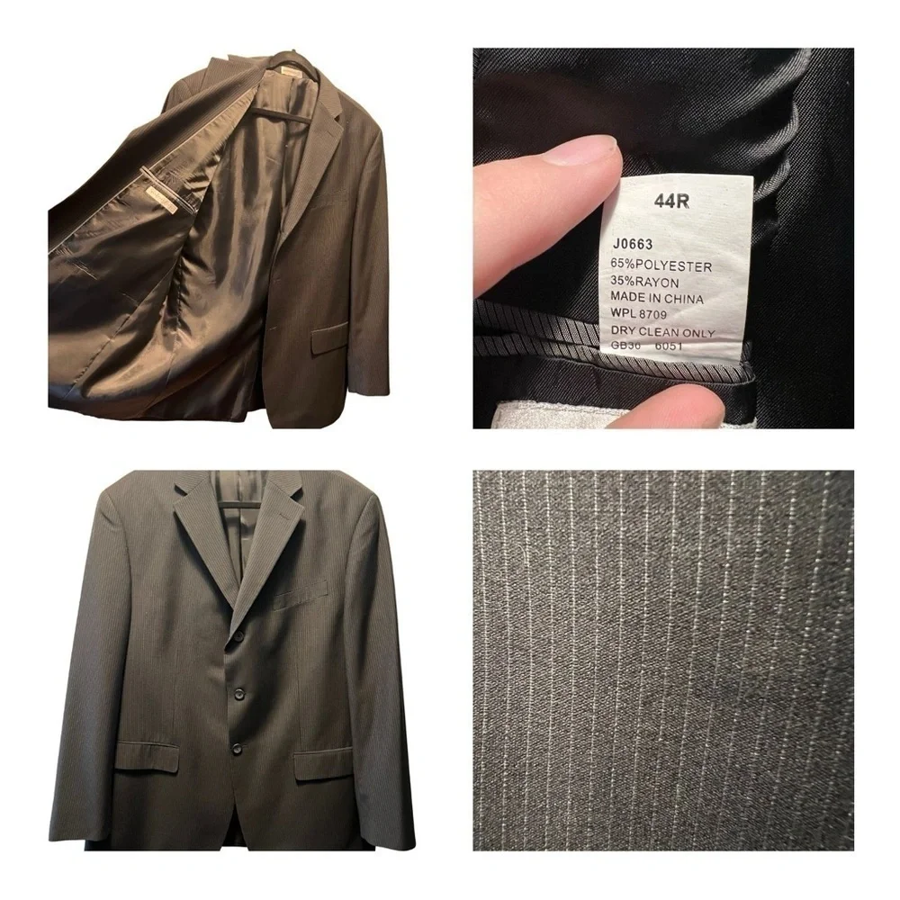 Geoffrey Beene Black Pinstriped Blazer (Size 44R)
